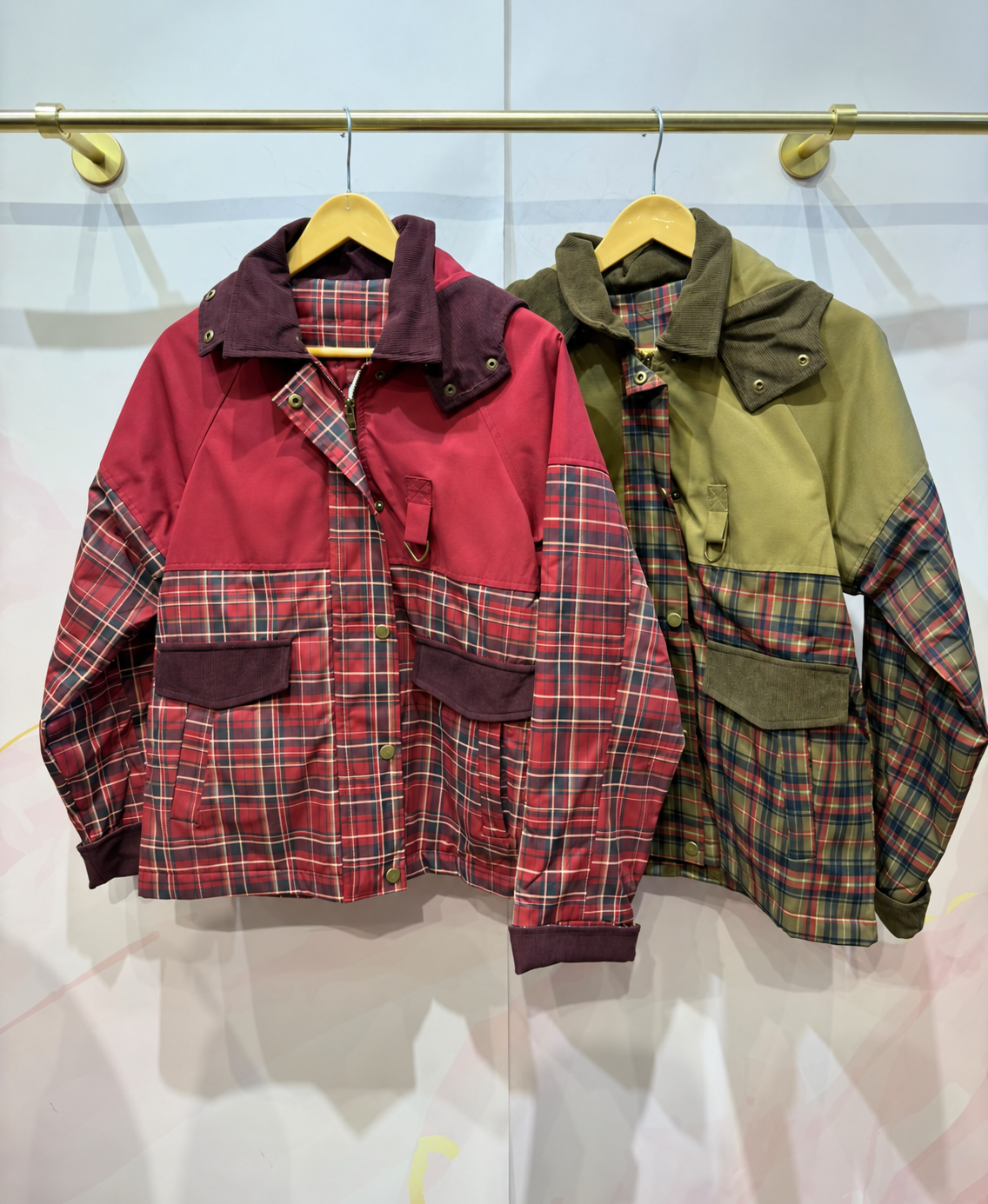 PARKA TARTÁN BURDEOS ACOLCHADA